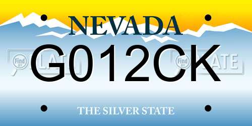 G012CK Nevada License Plate