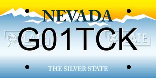 G01TCK Nevada License Plate
