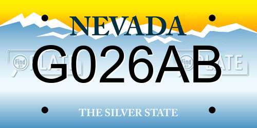 G026AB Nevada License Plate