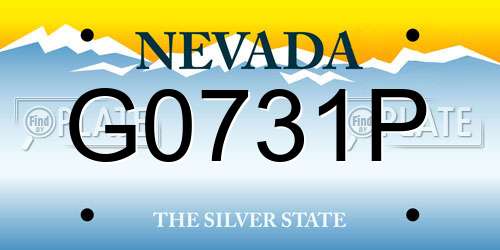 G0731P Nevada License Plate