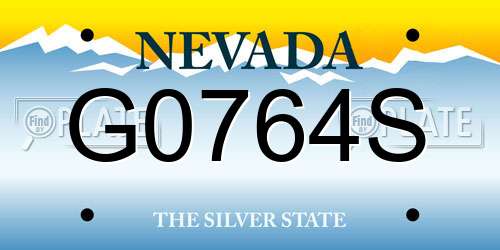 G0764S Nevada License Plate