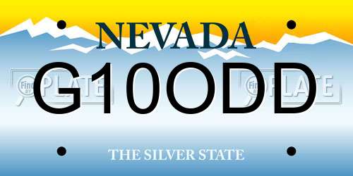 G10ODD Nevada License Plate