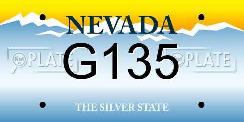 G135 Nevada License Plate