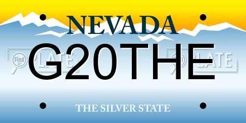 G20THE Nevada License Plate