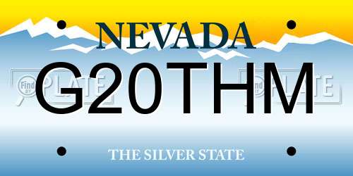 G20THM Nevada License Plate