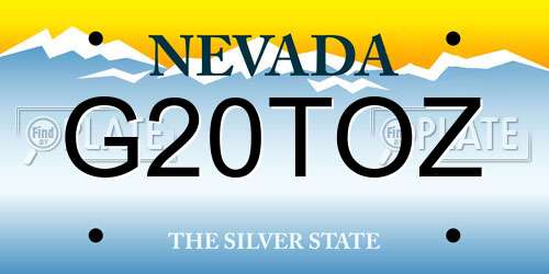 G20TOZ Nevada License Plate