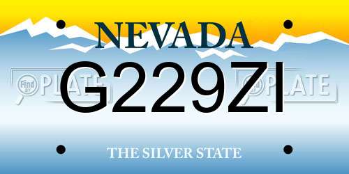 G229ZI Nevada License Plate