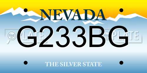 G233BG Nevada License Plate