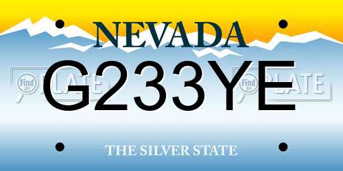 G233YE Nevada License Plate