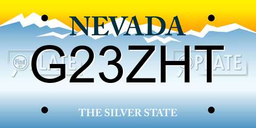 G23ZHT Nevada License Plate