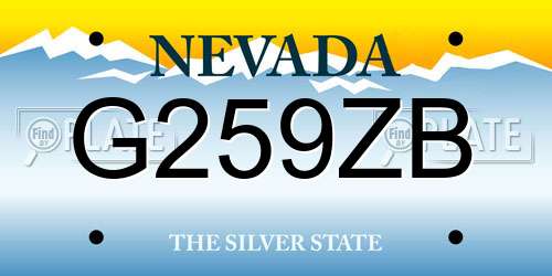 G259ZB Nevada License Plate