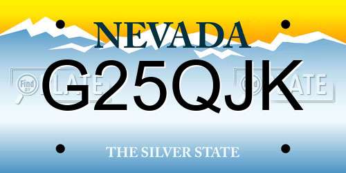 G25QJK Nevada License Plate