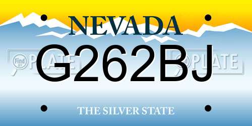 G262BJ Nevada License Plate