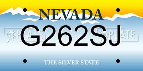 G262SJ Nevada License Plate