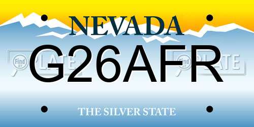 G26AFR Nevada License Plate
