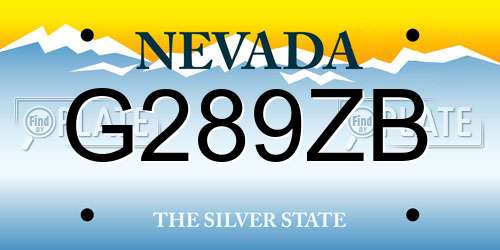 G289ZB Nevada License Plate