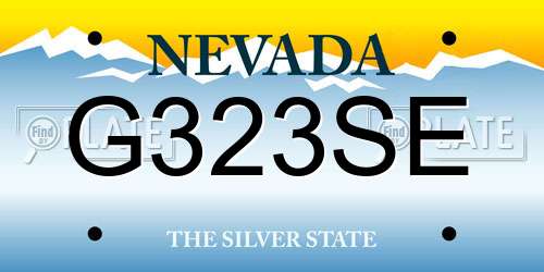 G323SE Nevada License Plate