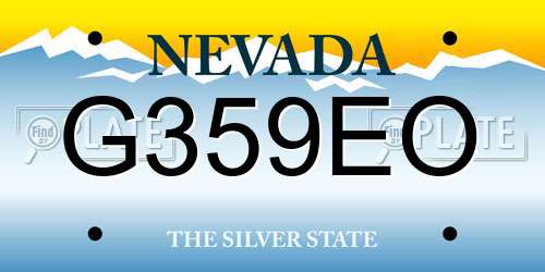 G359EO Nevada License Plate