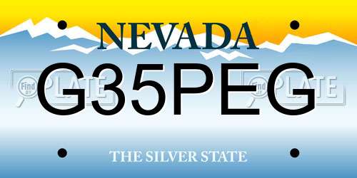G35PEG Nevada License Plate