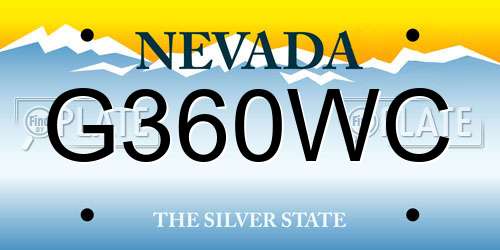 G360WC Nevada License Plate