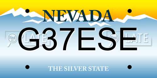 G37ESE Nevada License Plate