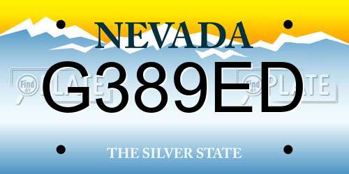 G389ED Nevada License Plate