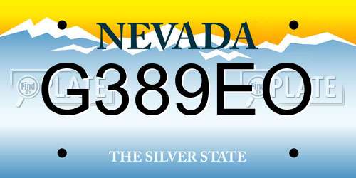 G389EO Nevada License Plate