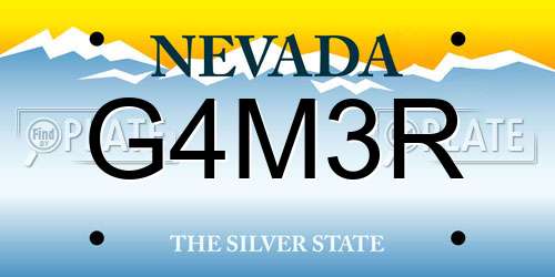 G4M3R Nevada License Plate