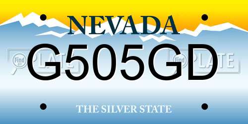 G505GD Nevada License Plate