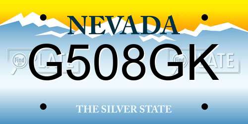 G508GK Nevada License Plate