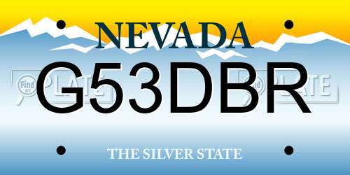 G53DBR Nevada License Plate