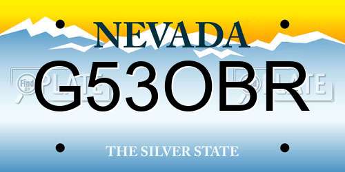 G53OBR Nevada License Plate