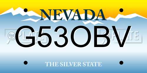 G53OBV Nevada License Plate