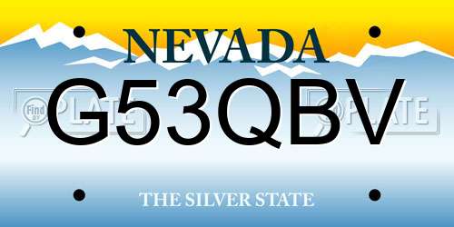 G53QBV Nevada License Plate
