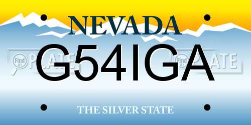 G54IGA Nevada License Plate