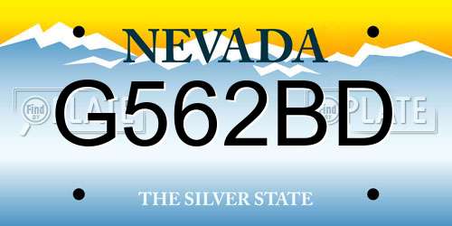 G562BD Nevada License Plate
