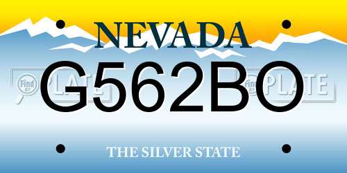 G562BO Nevada License Plate