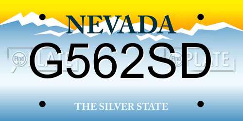 G562SD Nevada License Plate