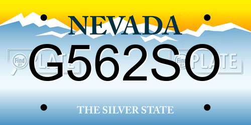 G562SO Nevada License Plate