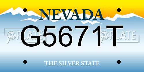 G5671T Nevada License Plate