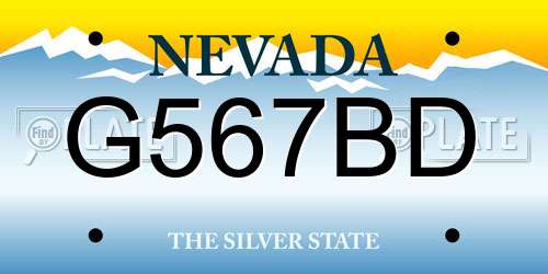G567BD Nevada License Plate