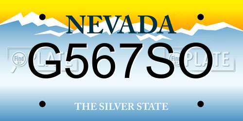 G567SO Nevada License Plate