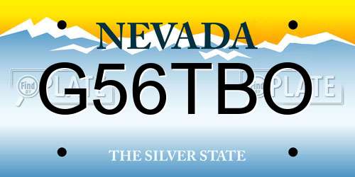 G56TBO Nevada License Plate