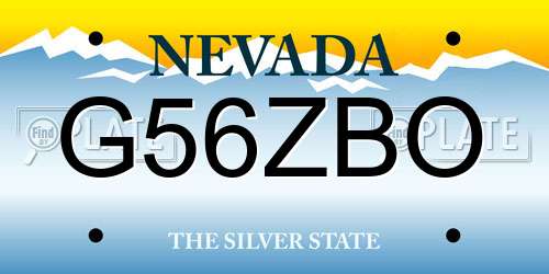 G56ZBO Nevada License Plate