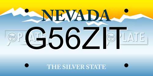 G56ZIT Nevada License Plate