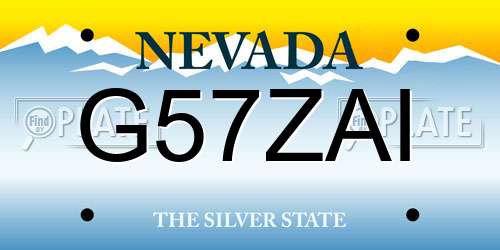 G57ZAI Nevada License Plate