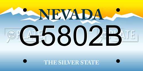 G5802B Nevada License Plate