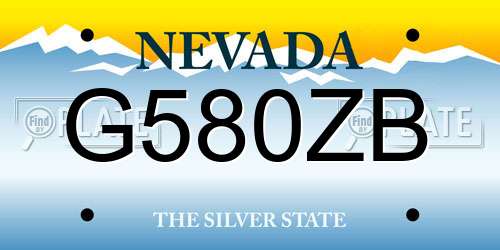G580ZB Nevada License Plate