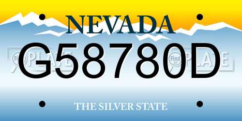 G58780D Nevada License Plate