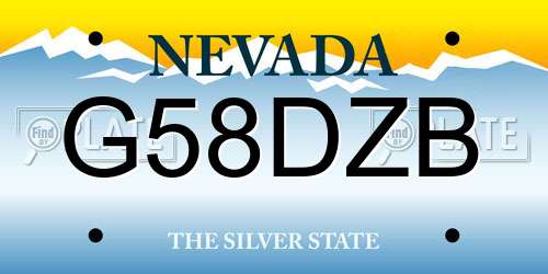 G58DZB Nevada License Plate